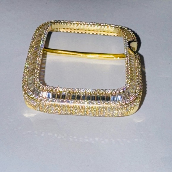 46mm Apple Watch Bezel Baguette Moissanite14K Gold VermeilFREE Appraisal